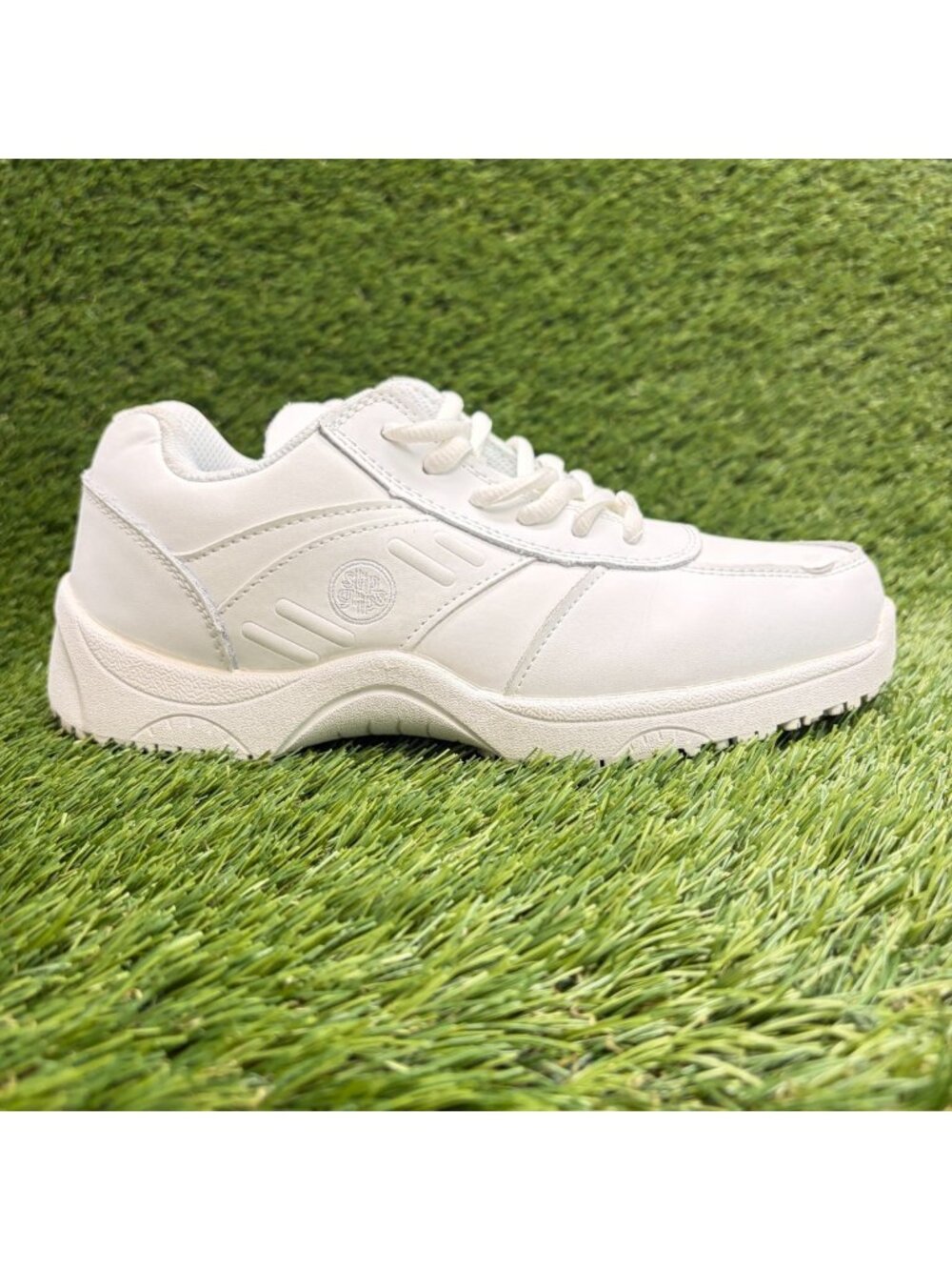 SlipGrips Stride Womens Size 7.5D White Leather Slip-Resistant Work Shoes